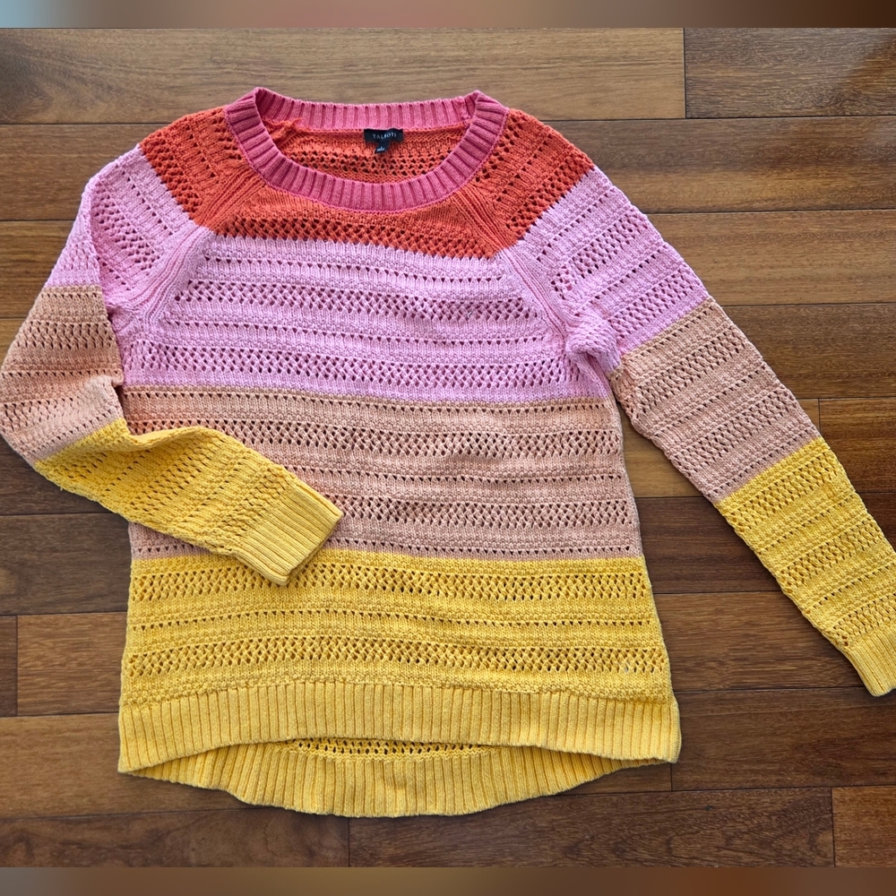 Talbots Color Block Striped Spring And Summer Sweater, Size Large